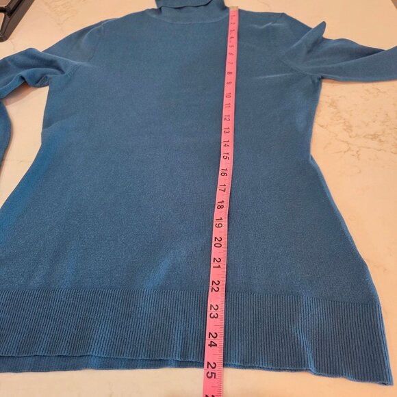 White House Black Market Blue Turtleneck Sweater XS Long Sleeve Button Cozy - Picture 8 of 10